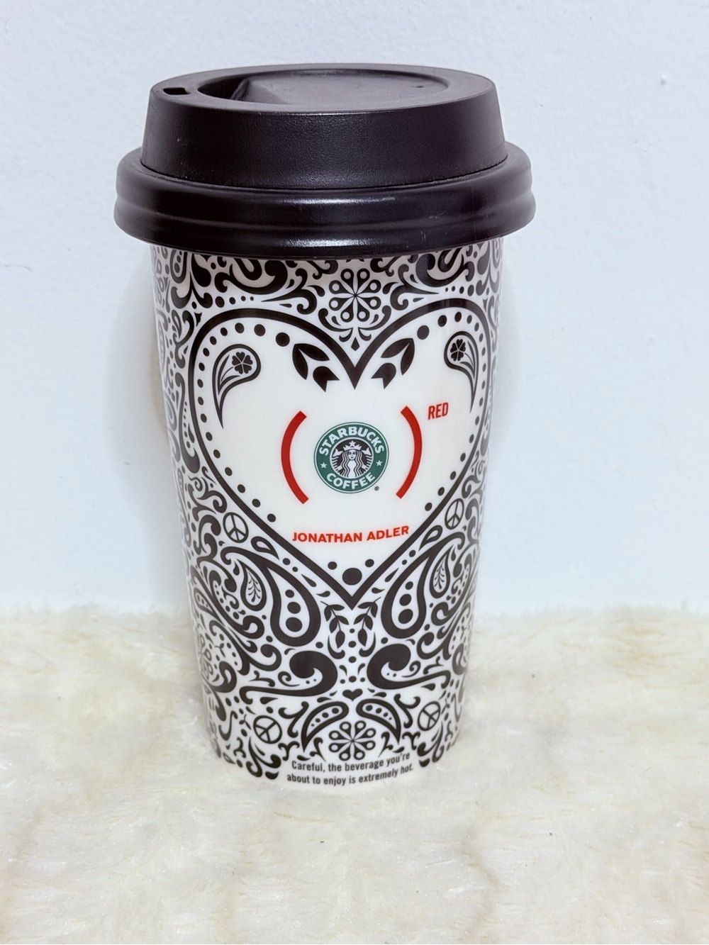 Starbucks Jonathan Adler Red Accent Travel Mug - Black & White limited edition